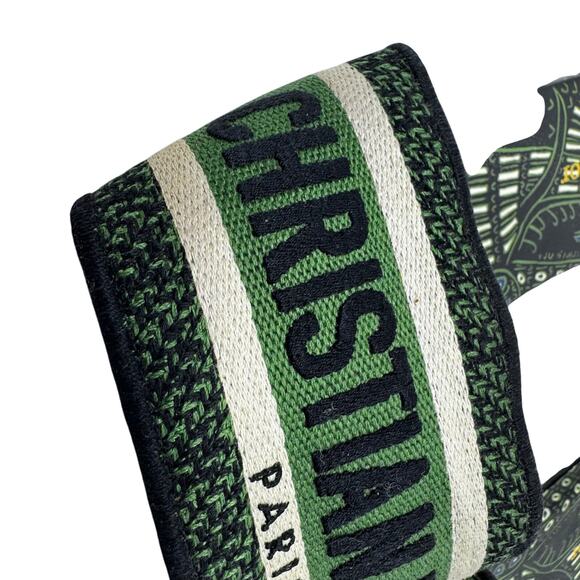 Christian Dior Dway Animals Print Embroidered Slides Green Black 38.5 Sandals - Picture 9 of 12